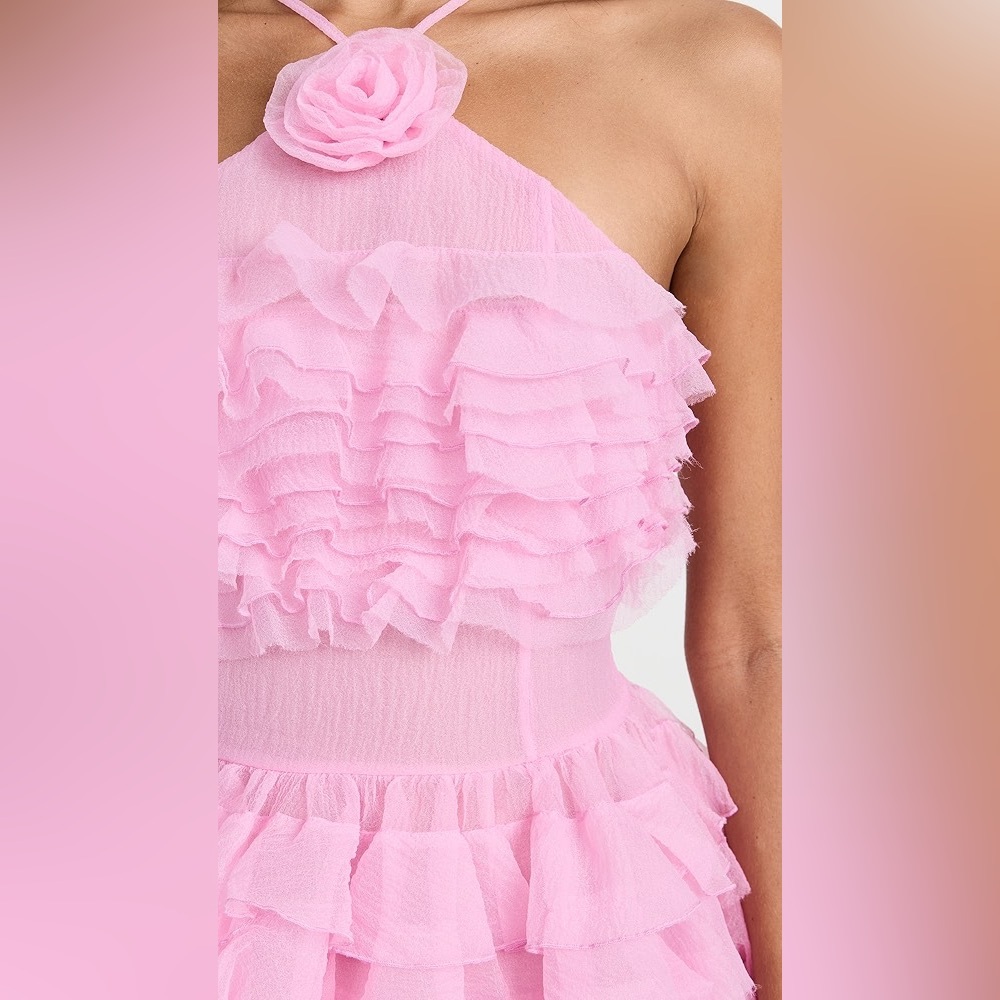 NWT Staud pink Florian ruffled organza mini dress - Picture 2 of 10